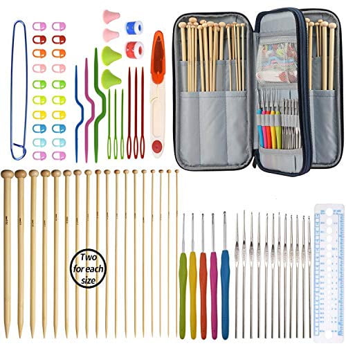 Lace Crochet Hooks Set Knitting Needles Tool Kit with Bag For Beginner